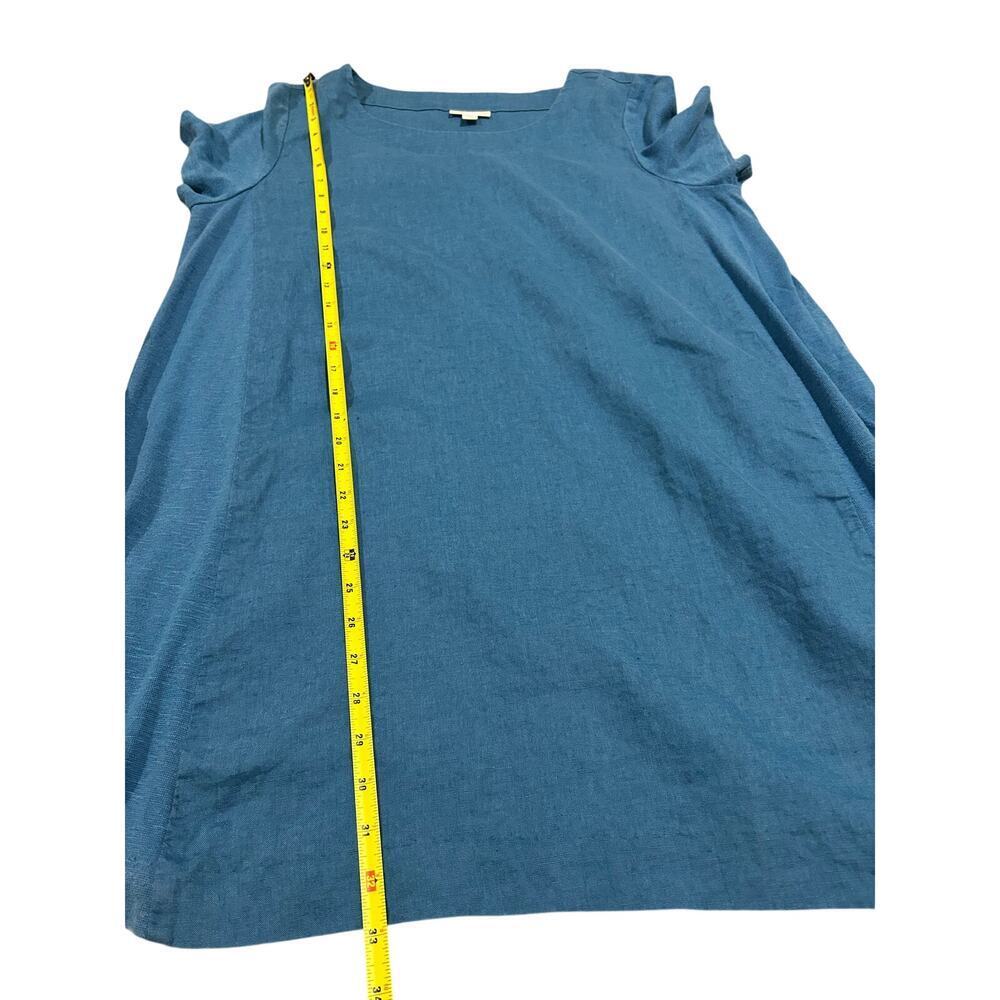 J. Jill pureJill 100% Linen A-Line Dress Ocean Blue Size Petite L Beach Travel - Picture 7 of 7